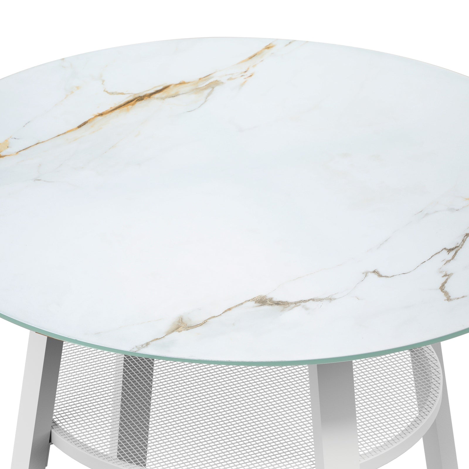 Livsip Outdoor Dining Table w/ Storage Shelf Patio Furniture White 90cm - Sunyee