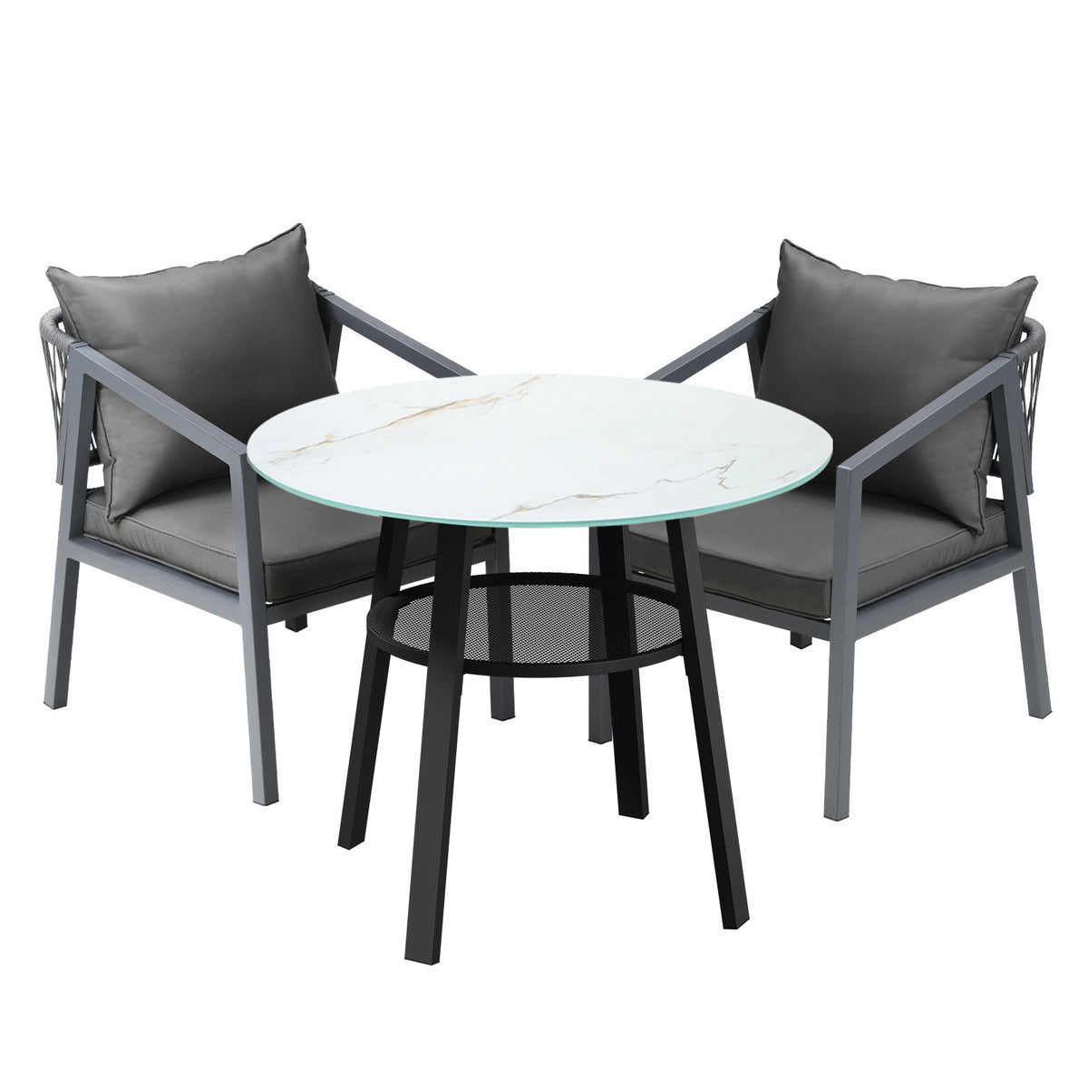 Livsip 3PCS Outdoor Dining Setting Table Lounge Chair Patio Furniture Bistro Set - Sunyee