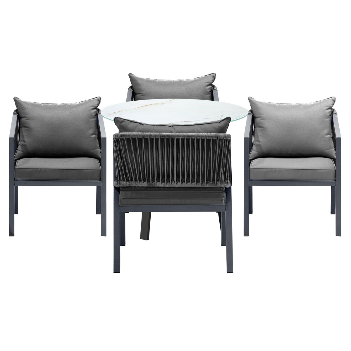 Livsip 5PCS Outdoor Dining Setting Table Lounge Chair Patio Furniture Bistro Set - Sunyee