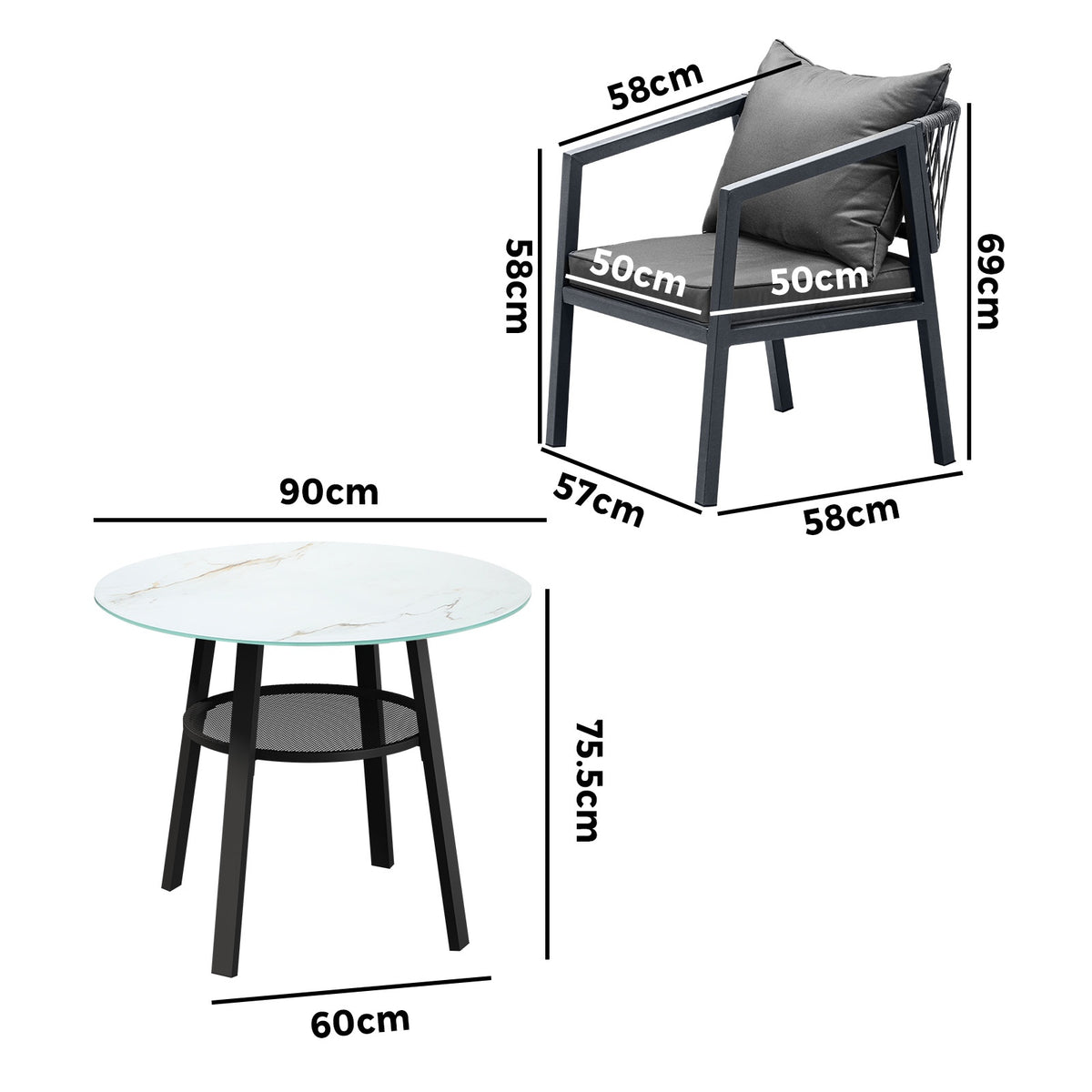 Livsip 5PCS Outdoor Dining Setting Table Lounge Chair Patio Furniture Bistro Set - Sunyee