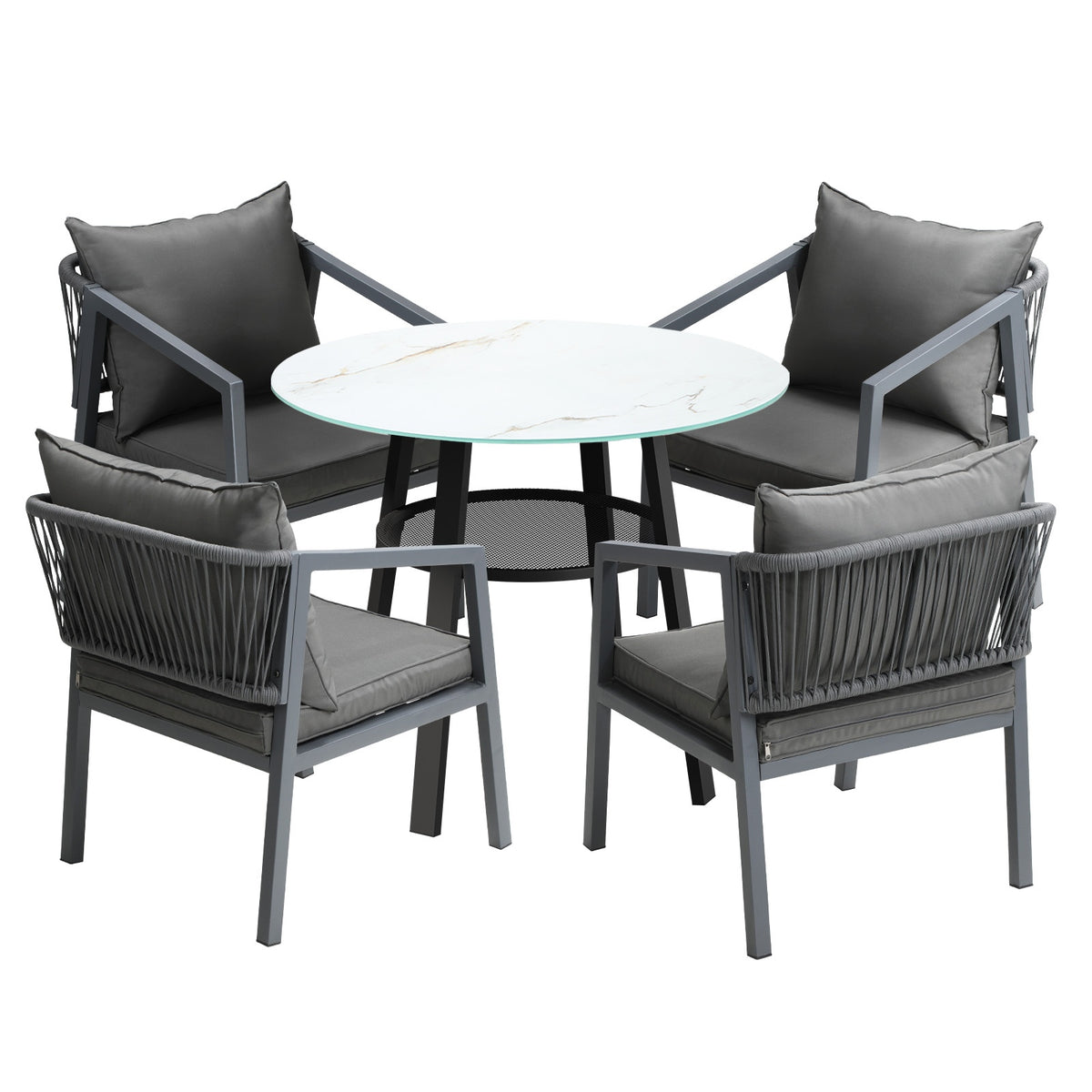 Livsip 5PCS Outdoor Dining Setting Table Lounge Chair Patio Furniture Bistro Set - Sunyee