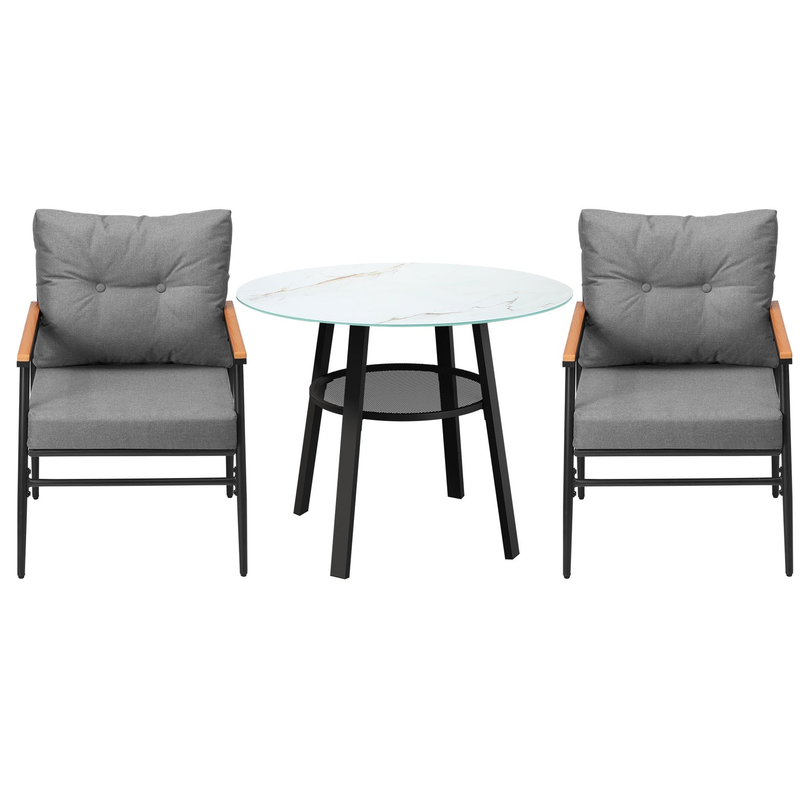 Livsip Outdoor Dining Set Patio Furniture 3PC Lounge Setting Table Storage Shelf - Sunyee