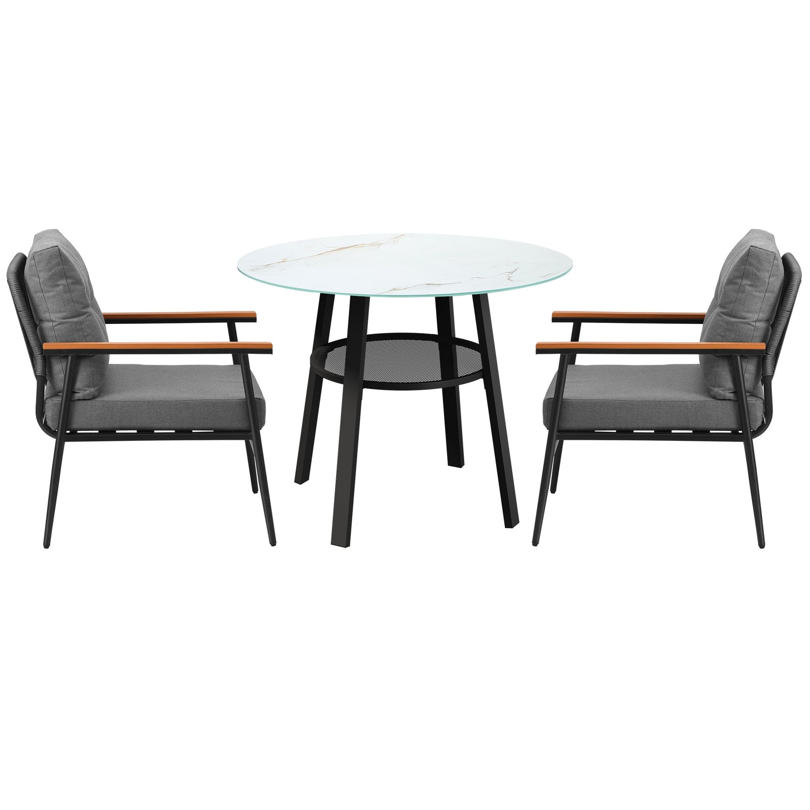 Livsip Outdoor Dining Set Patio Furniture 3PC Lounge Setting Table Storage Shelf - Sunyee