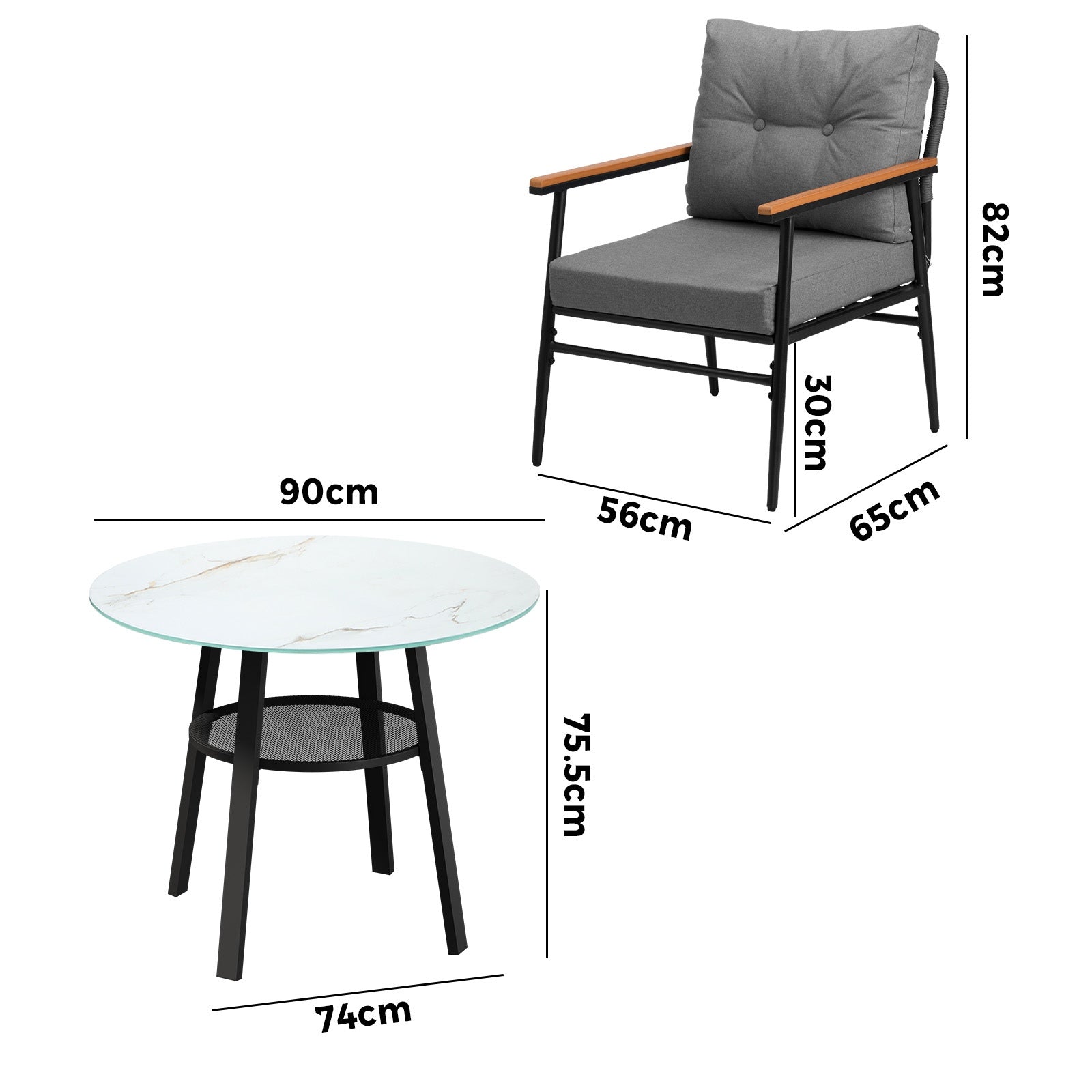 Livsip Outdoor Dining Set Patio Furniture 5PC Lounge Setting Table Storage Shelf - Sunyee