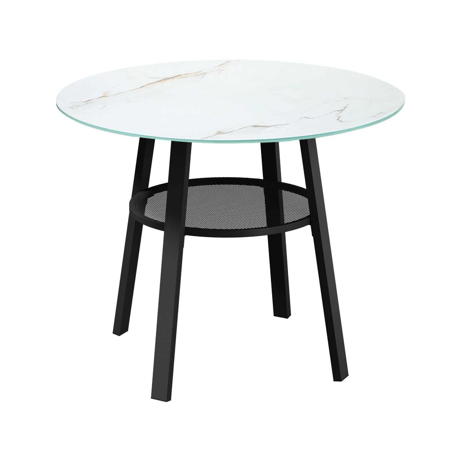 Livsip Outdoor Dining Set Patio Furniture 4 Seater Marble Tempered Glass Table - Sunyee