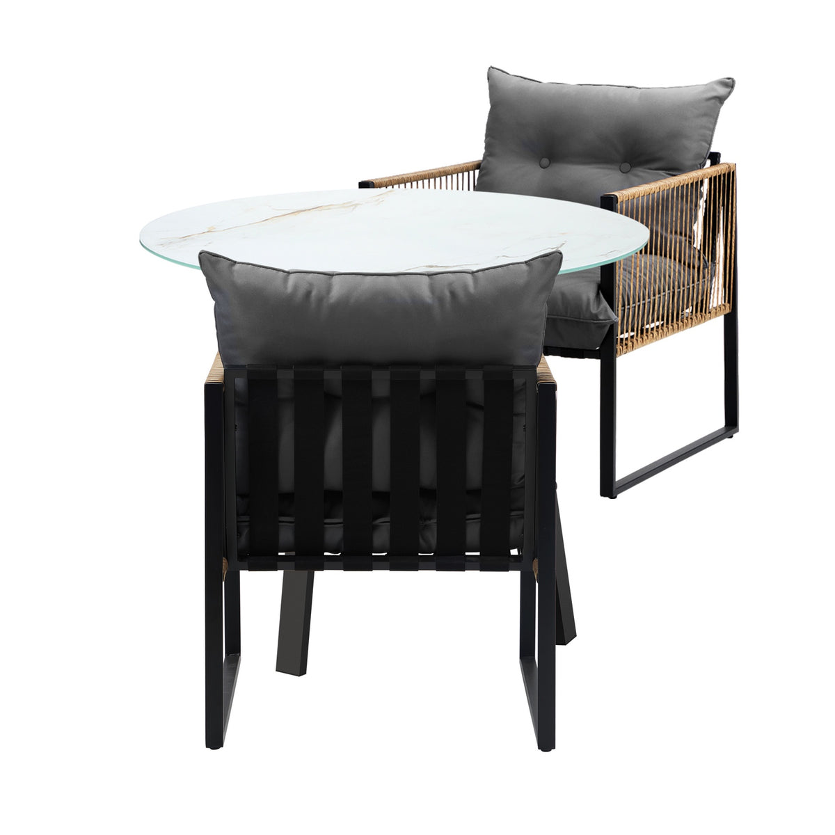 Livsip Outdoor Patio Set Furniture 2 Seater Bistro Setting Table w/Storage Shelf - Sunyee