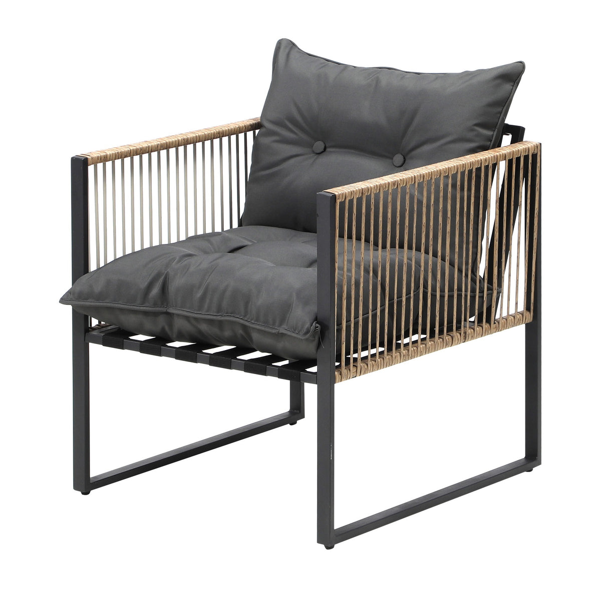 Livsip Outdoor Patio Set Furniture 2 Seater Bistro Setting Table w/Storage Shelf - Sunyee