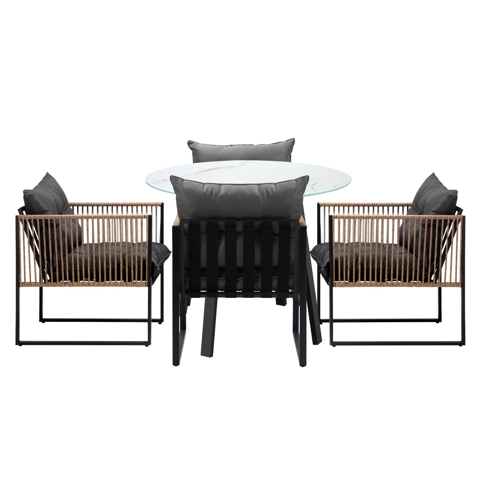 Livsip Outdoor Patio Set Furniture 4 Seater Bistro Setting Table w/Storage Shelf - Sunyee