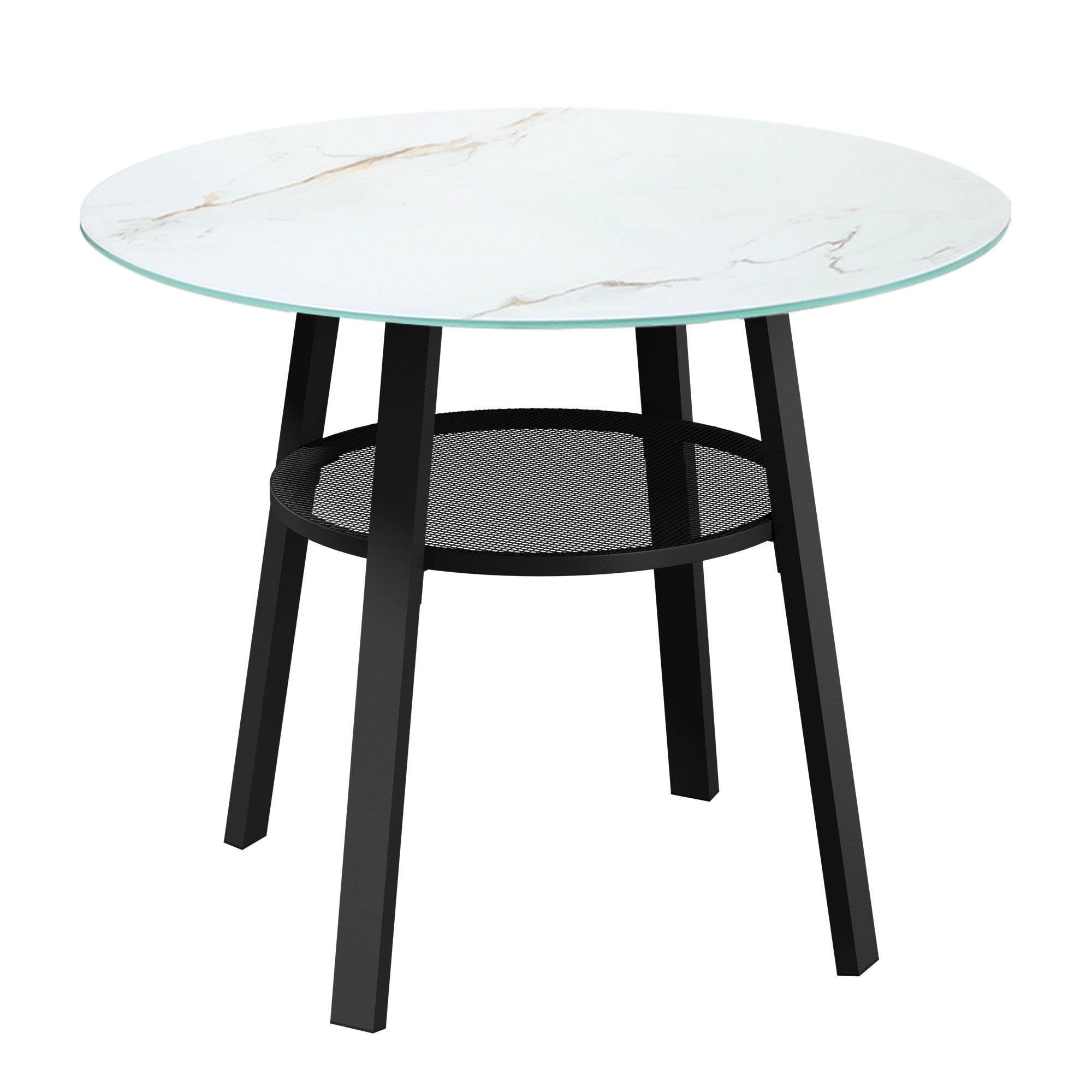 Livsip Outdoor Patio Set Furniture 4 Seater Bistro Setting Table w/Storage Shelf - Sunyee