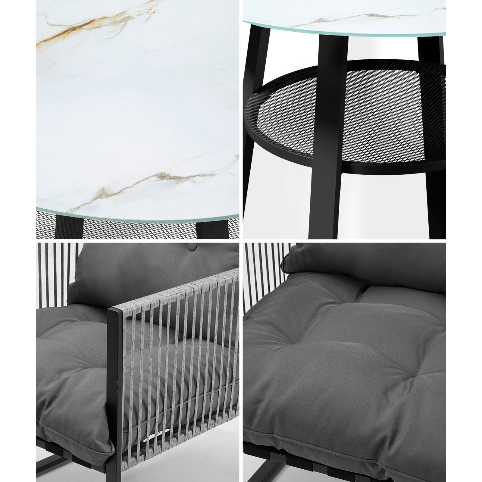 Livsip 5PCS Outdoor Furniture Dining Set Patio Table Chairs Set PE Wicker Lounge - Sunyee
