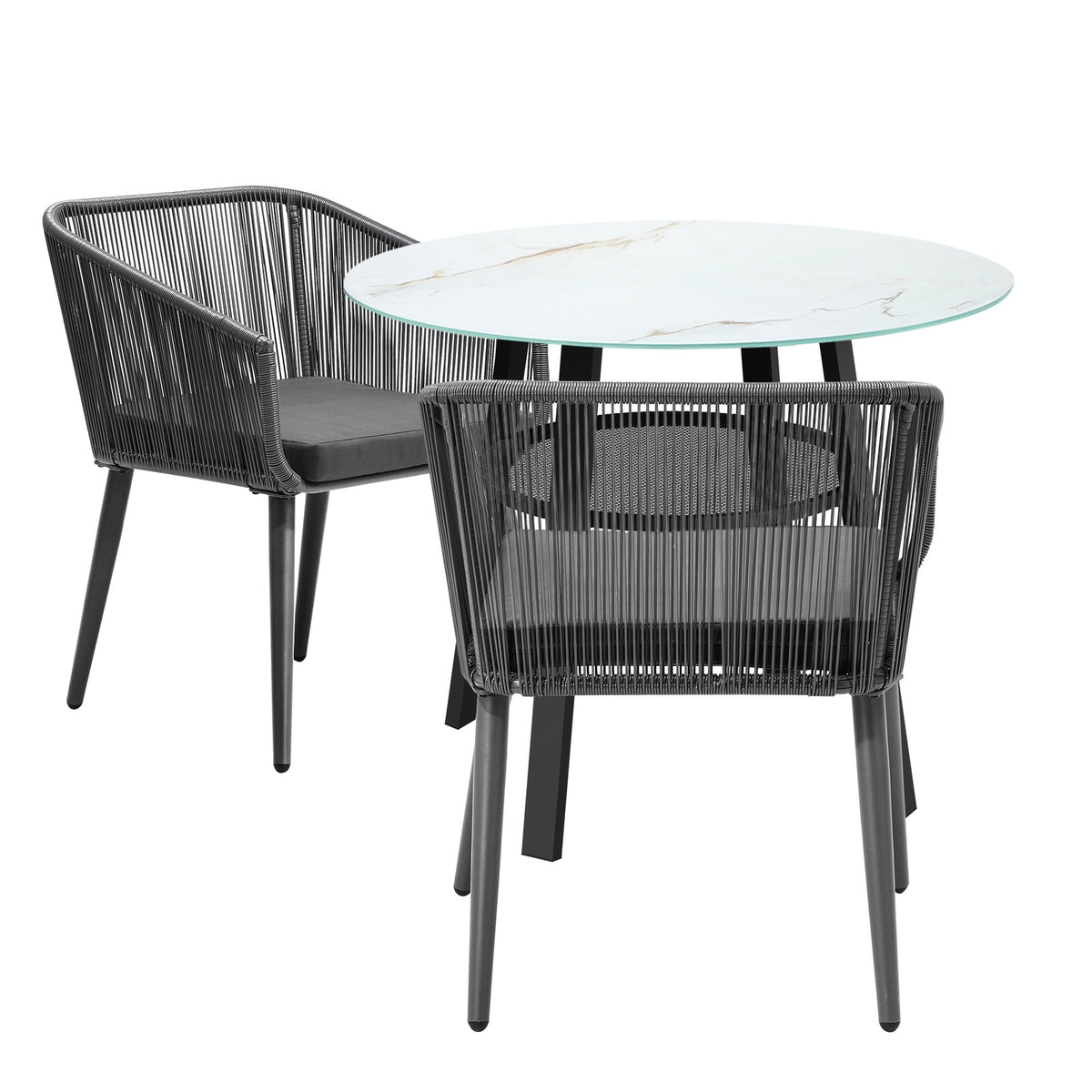 Livsip 3PCS Outdoor Dining Setting Marble-style Table Patio Furniture Bistro Set - Sunyee