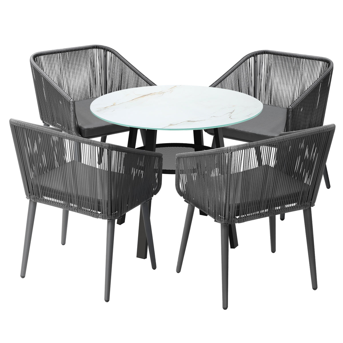 Livsip 5PCS Outdoor Dining Setting Marble-style Table Patio Furniture Bistro Set - Sunyee