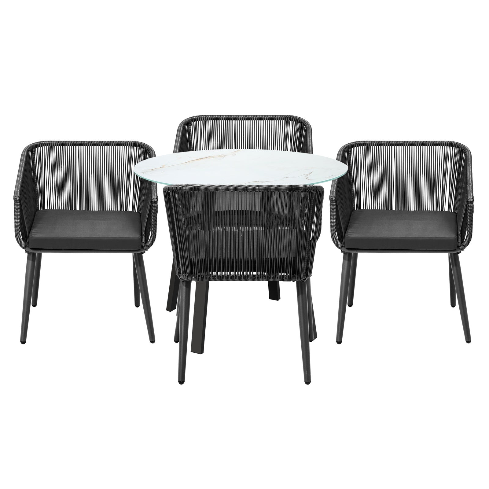 Livsip 5PCS Outdoor Dining Setting Marble-style Table Patio Furniture Bistro Set - Sunyee