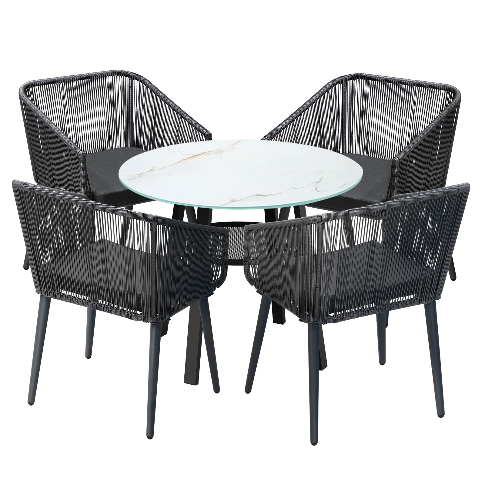 Livsip 5PCS Outdoor Dining Setting Marble-style Table Patio Furniture Bistro Set - Sunyee