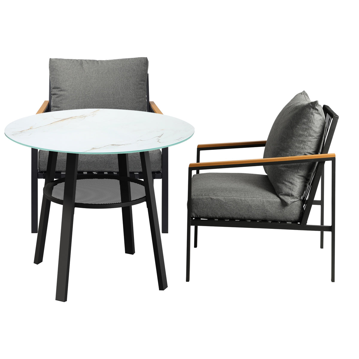Livsip Outdoor Dining Setting Table Sofa Chairs Patio Furniture Set 3PCS - Sunyee
