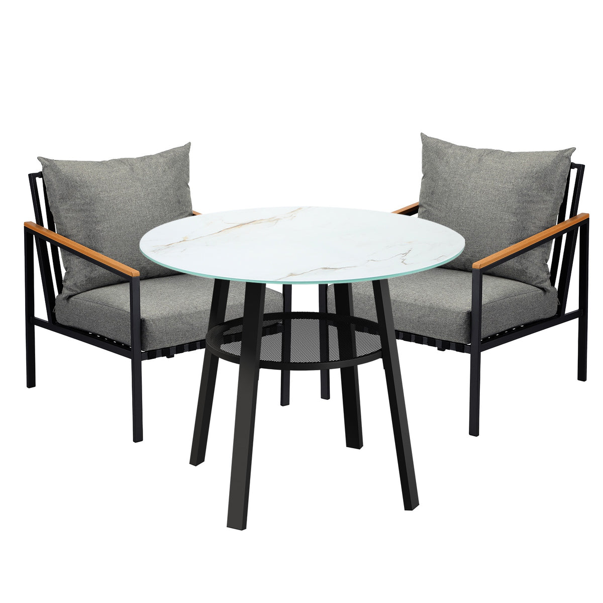 Livsip Outdoor Dining Setting Table Sofa Chairs Patio Furniture Set 3PCS - Sunyee