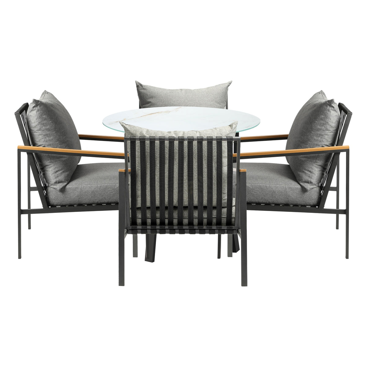 Livsip Outdoor Dining Setting Table Sofa Chairs Patio Furniture Set 5PCS - Sunyee