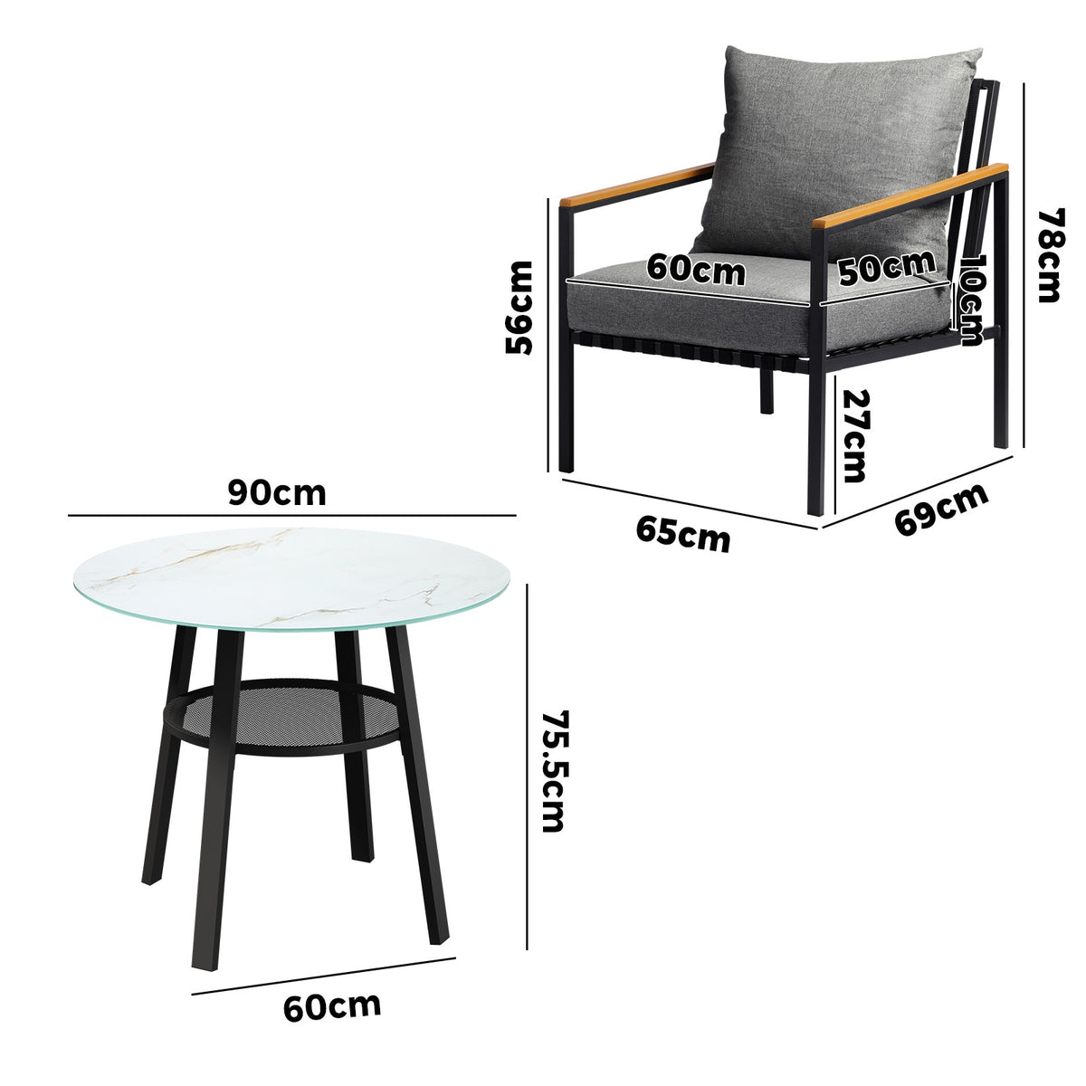 Livsip Outdoor Dining Setting Table Sofa Chairs Patio Furniture Set 5PCS - Sunyee