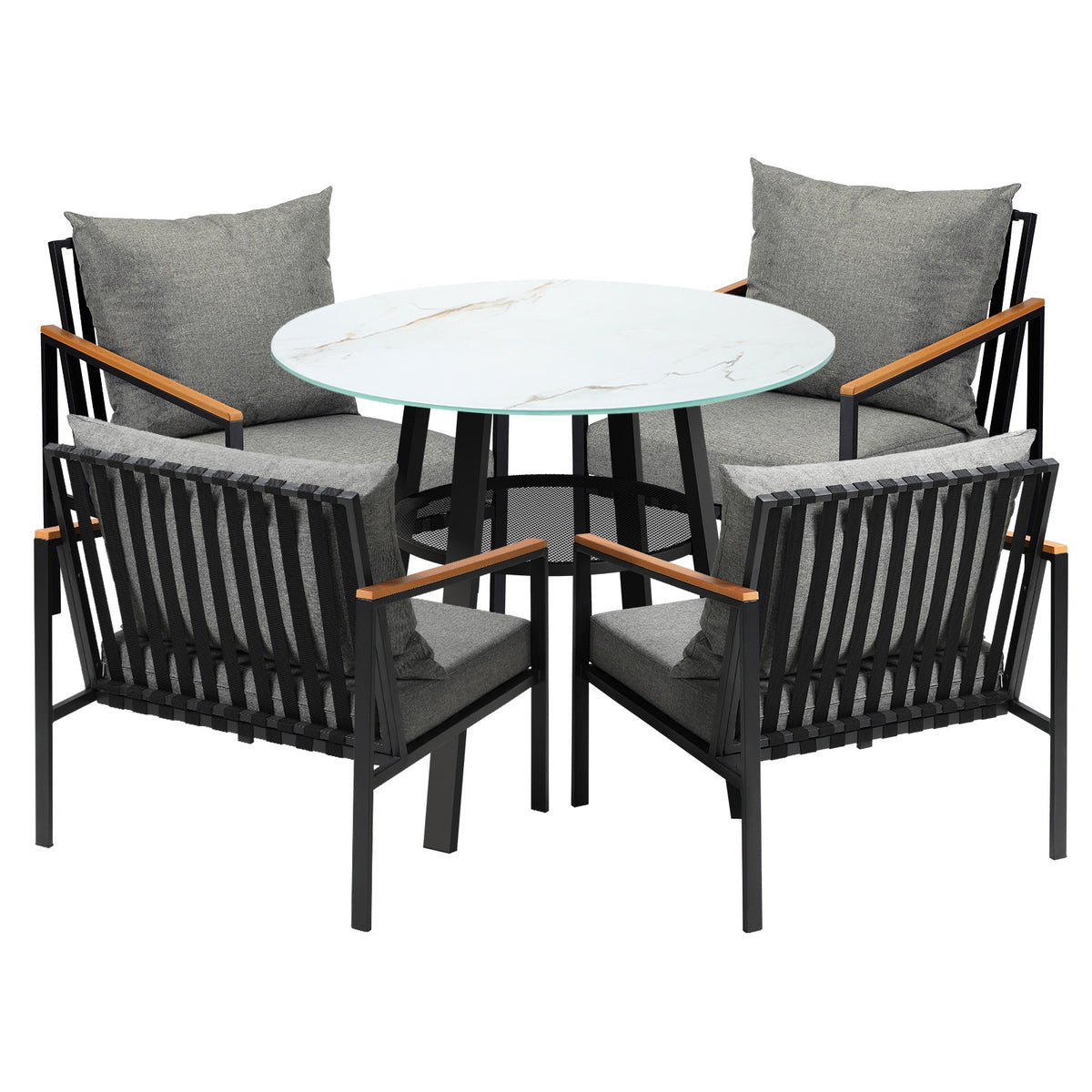 Livsip Outdoor Dining Setting Table Sofa Chairs Patio Furniture Set 5PCS - Sunyee