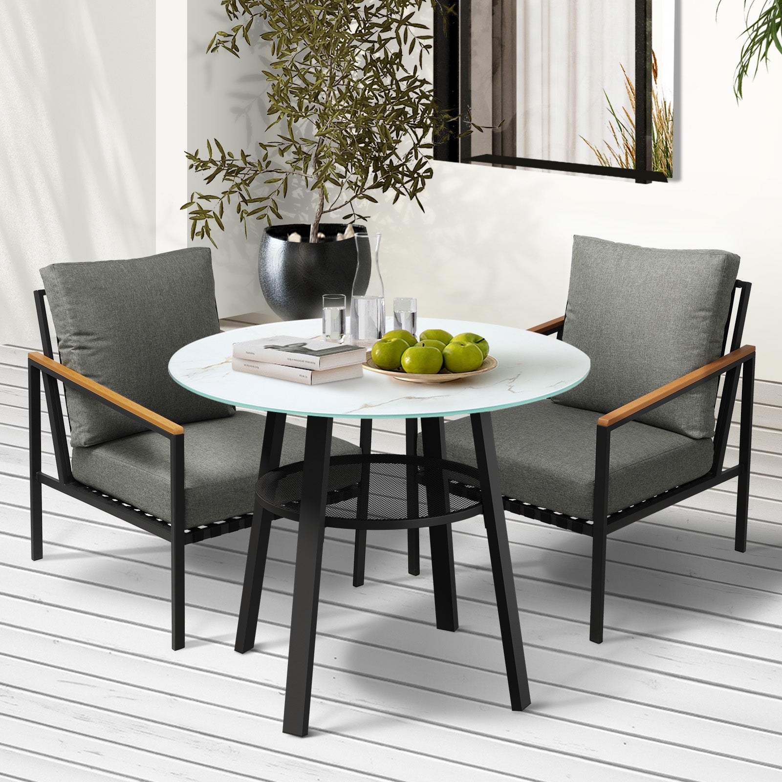 Livsip 3PCS Outdoor Dining Setting Patio Furniture Bistro Set - Sunyee