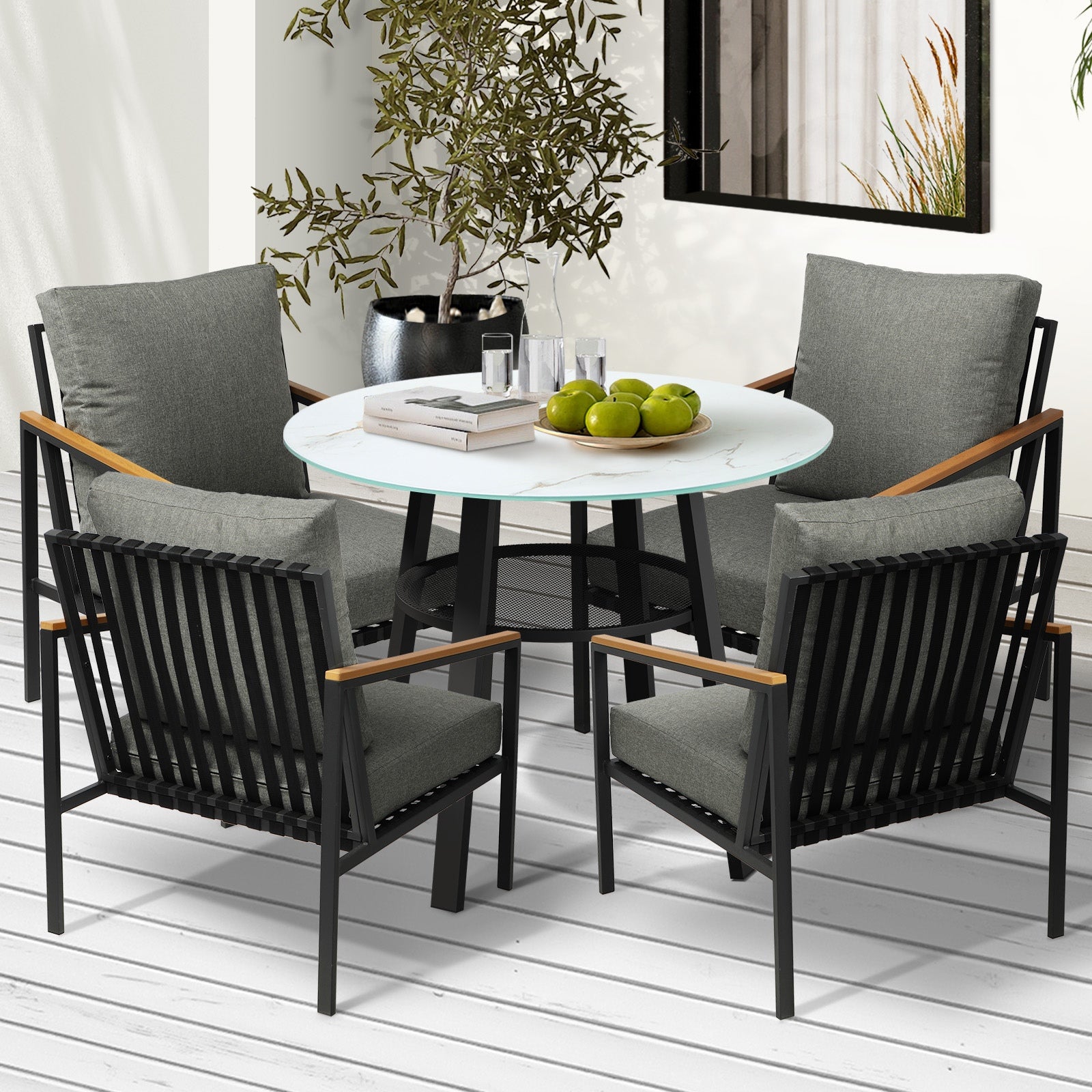 Livsip 5PCS Outdoor Dining Setting Patio Furniture Bistro Set - Sunyee