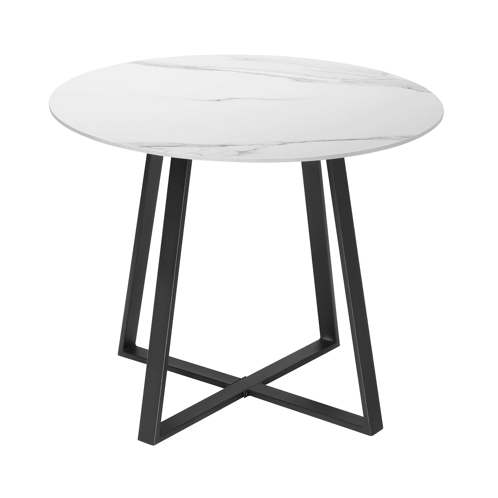 Livsip 90cm Outdoor Dining Sintered Stone Table Patio Furniture Bistro Set Black - Sunyee