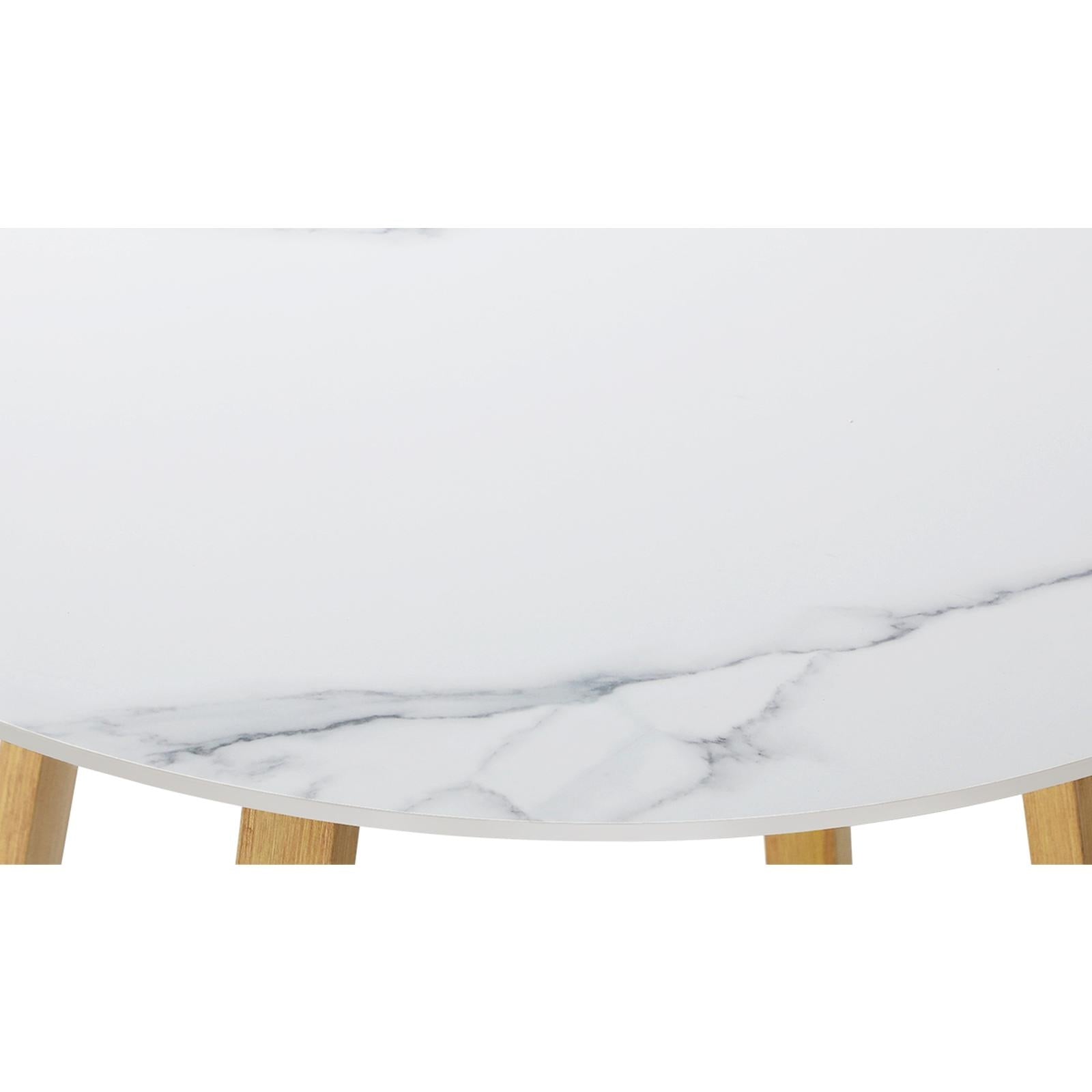 Livsip Outdoor Dining Marble Table Patio Garden Furniture 90cm Bistro Desk Brown - Sunyee