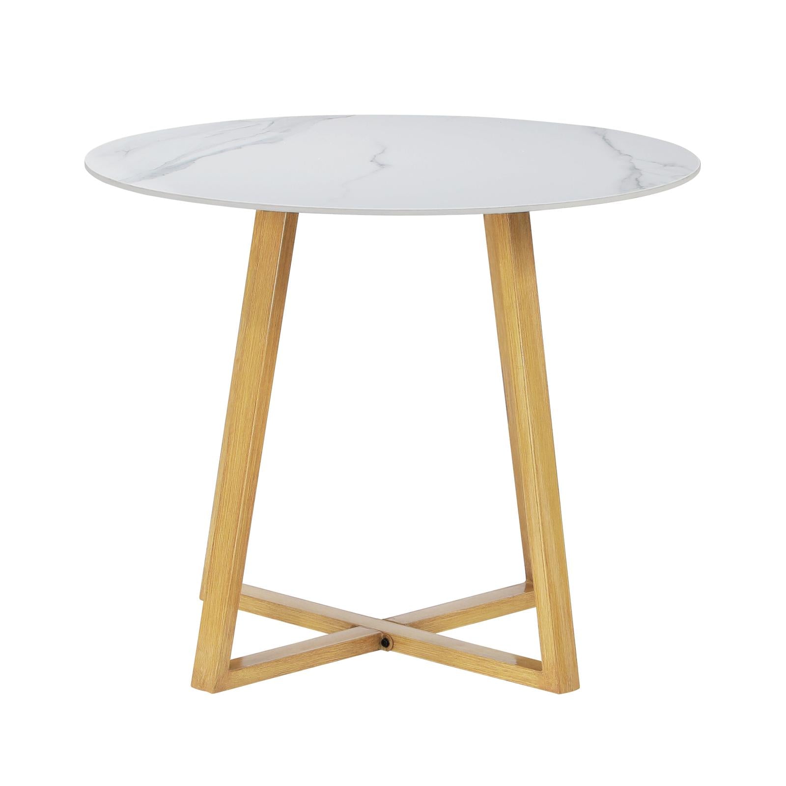 Livsip 90cm Outdoor Dining Sintered Stone Table Patio Furniture Bistro Set Brown - Sunyee