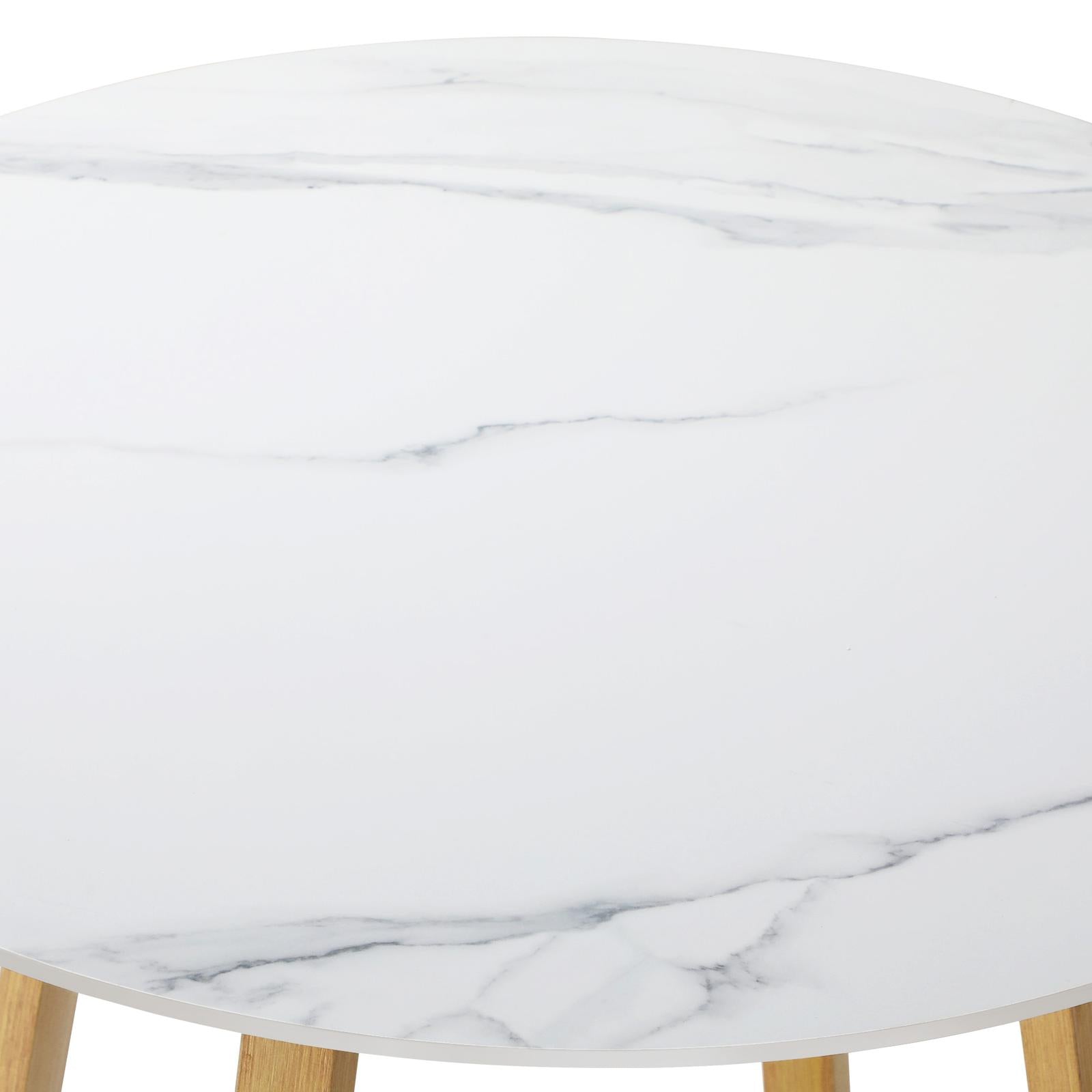 Livsip 90cm Outdoor Dining Sintered Stone Table Patio Furniture Bistro Set Brown - Sunyee