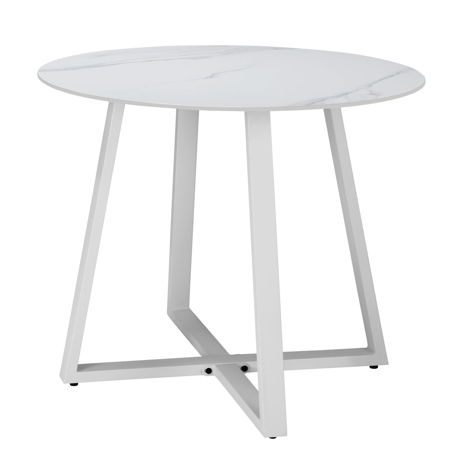 Livsip 90cm Outdoor Dining Sintered Stone Table Patio Furniture Bistro Set White - Sunyee