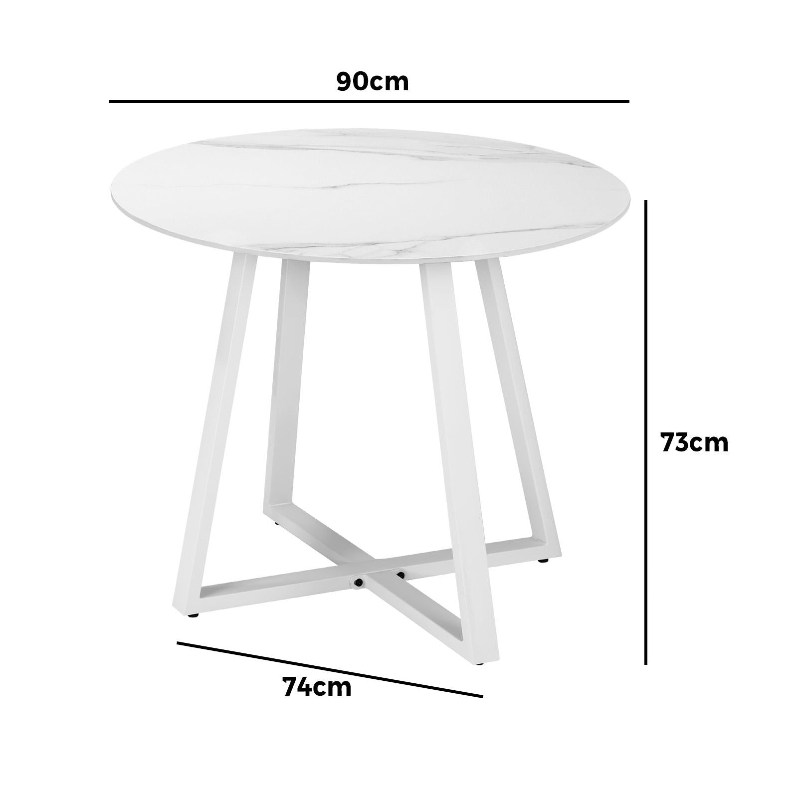 Livsip 90cm Outdoor Dining Sintered Stone Table Patio Furniture Bistro Set White - Sunyee