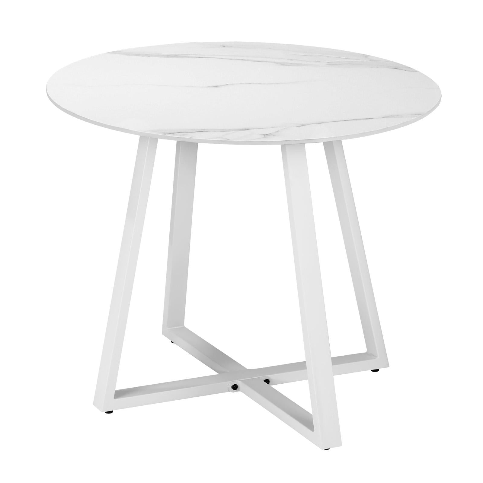 Livsip 90cm Outdoor Dining Sintered Stone Table Patio Furniture Bistro Set White - Sunyee
