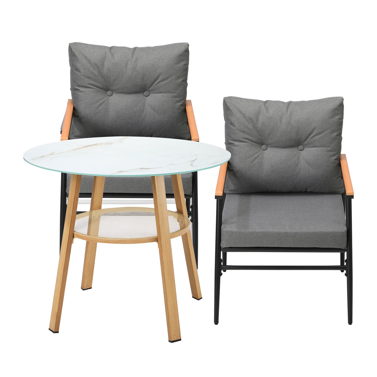 Livsip 3PCS Outdoor Furniture Dining Set Patio Setting Table with Storage Shelf - Sunyee