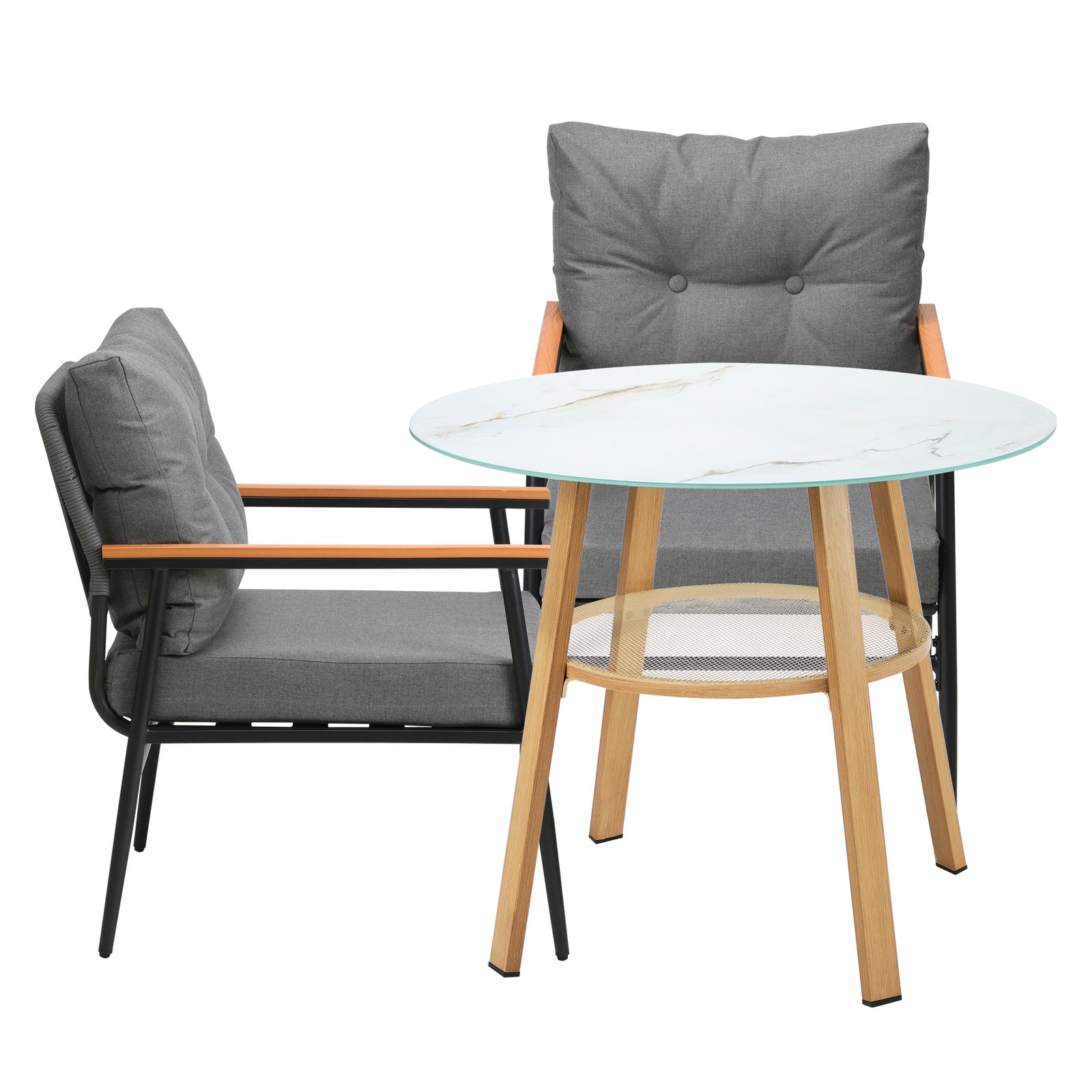 Livsip 3PCS Outdoor Furniture Dining Set Patio Setting Table with Storage Shelf - Sunyee