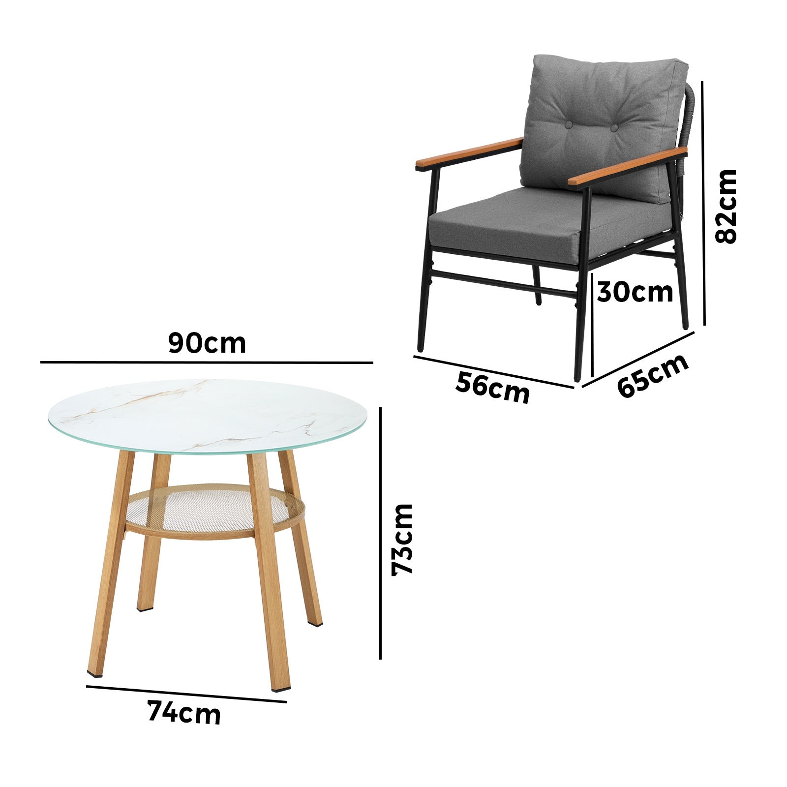 Livsip 3PCS Outdoor Furniture Dining Set Patio Setting Table with Storage Shelf - Sunyee