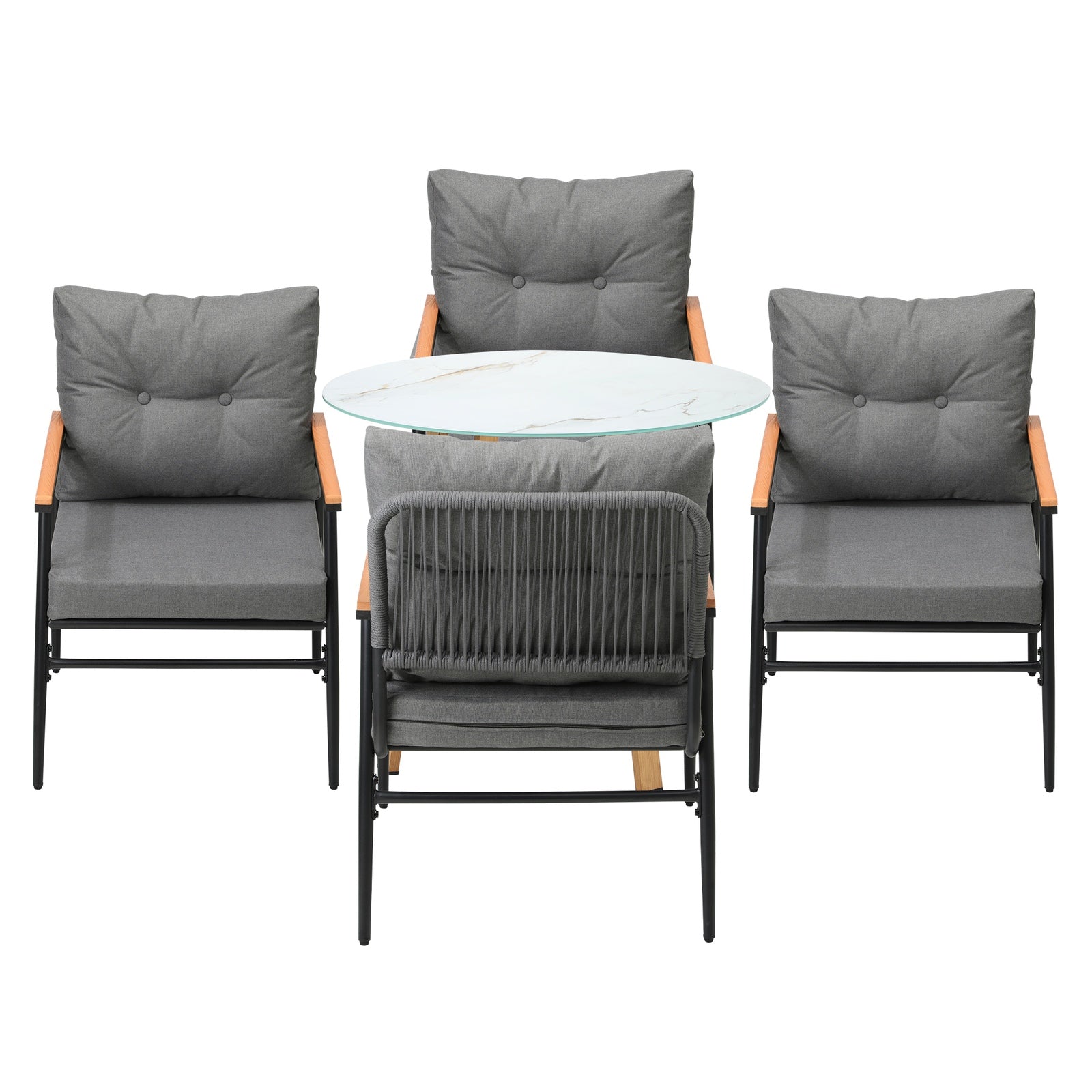 Livsip 5PCS Outdoor Furniture Dining Set Patio Setting Table with Storage Shelf - Sunyee
