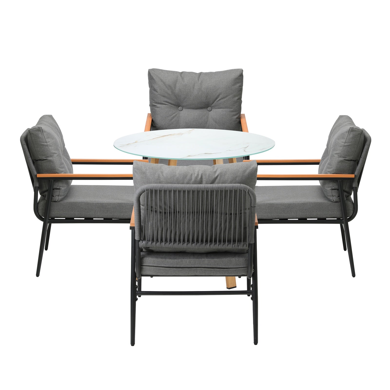 Livsip 5PCS Outdoor Furniture Dining Set Patio Setting Table with Storage Shelf - Sunyee