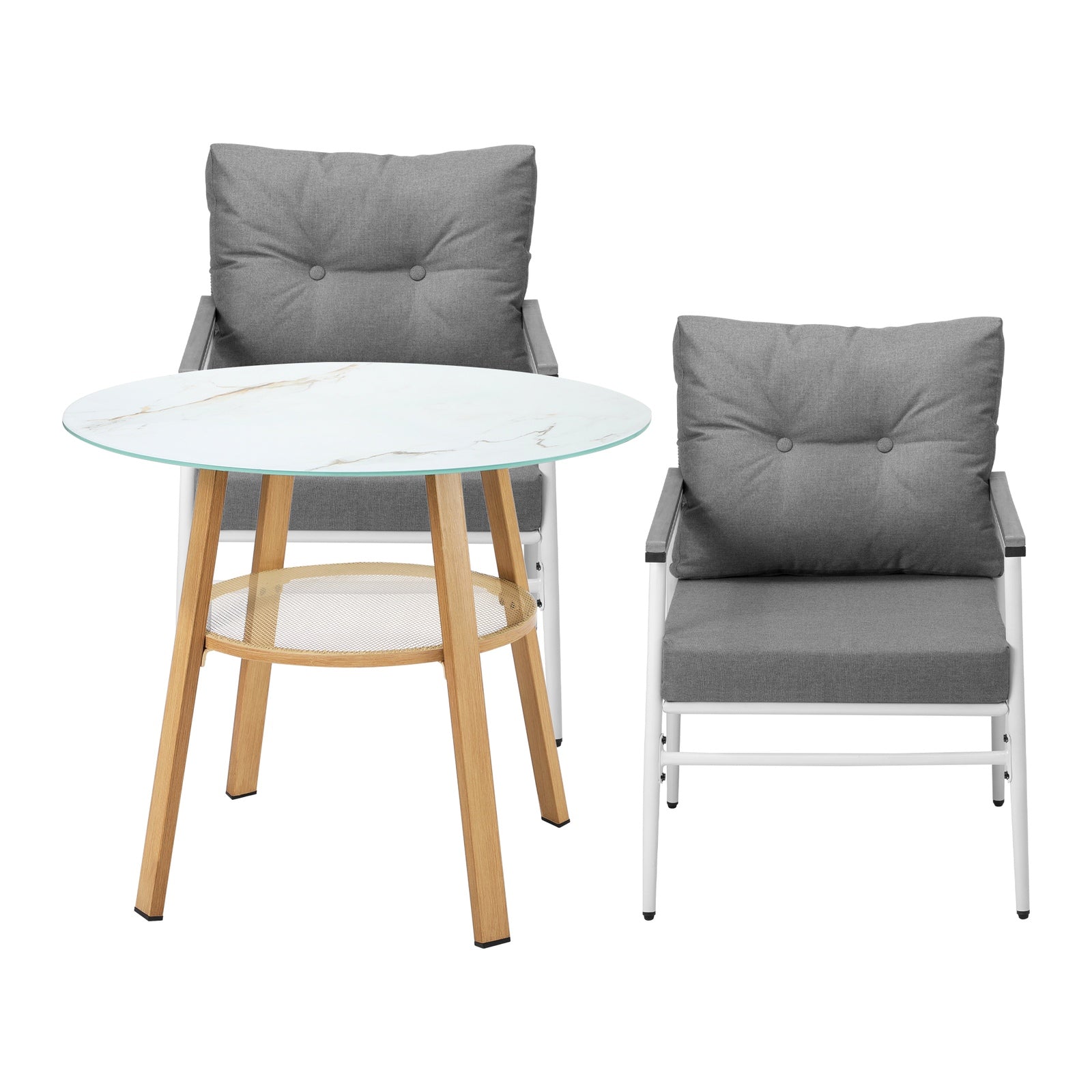 Livsip Outdoor Patio Setting 3PCS Furniture Dining Set Table with Storage Shelf - Sunyee