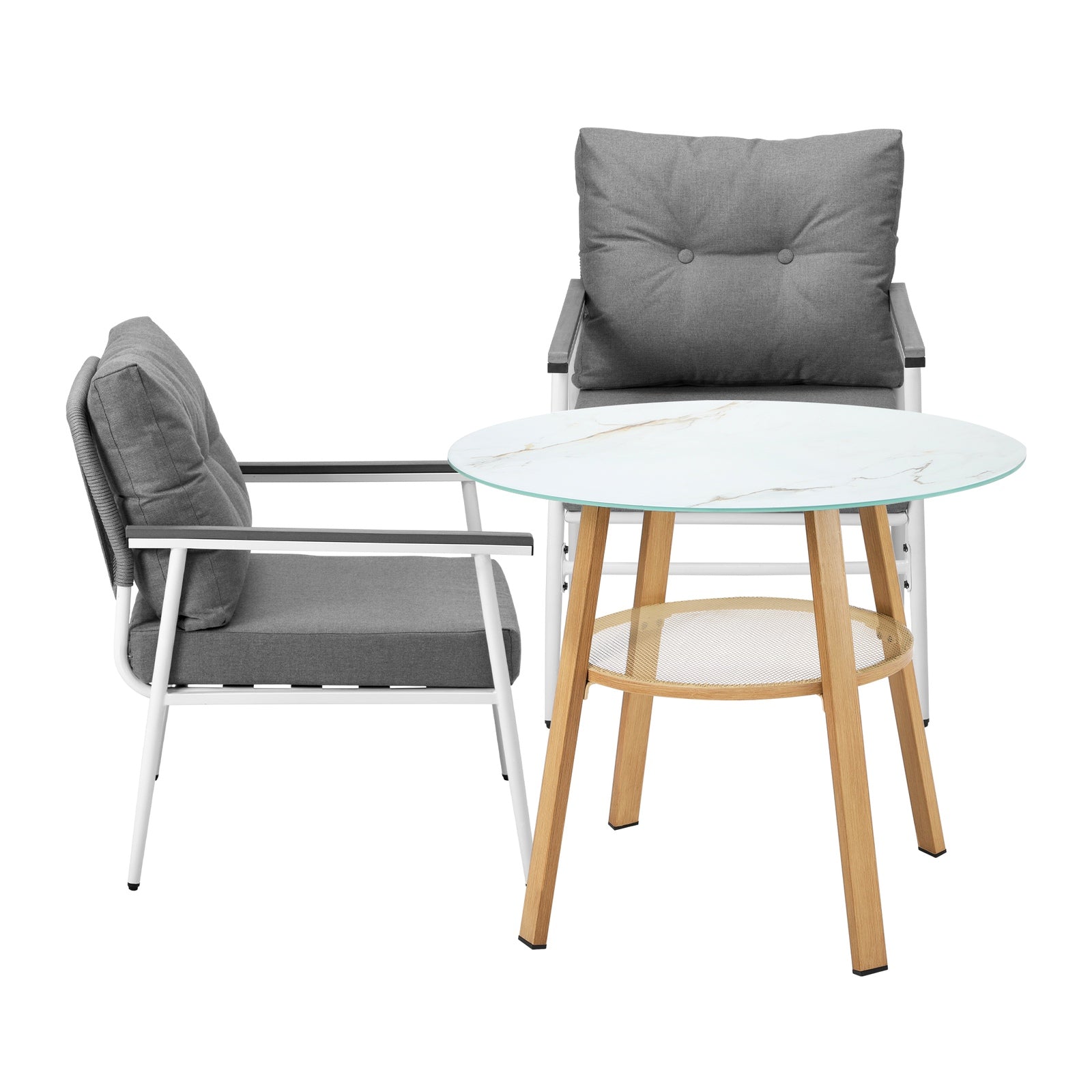 Livsip Outdoor Patio Setting 3PCS Furniture Dining Set Table with Storage Shelf - Sunyee