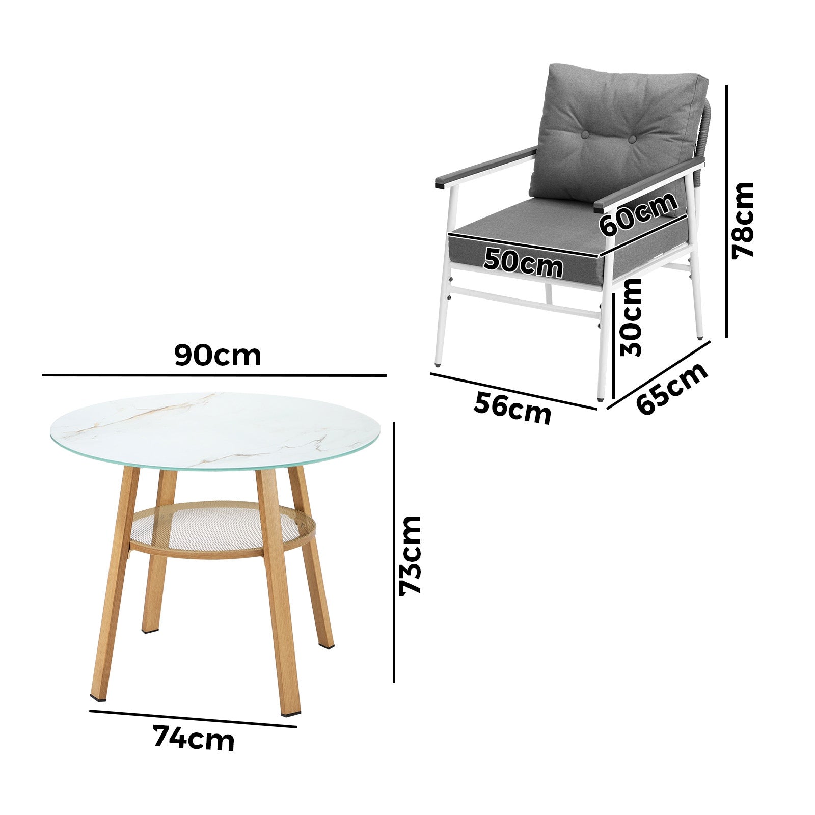 Livsip Outdoor Patio Setting 3PCS Furniture Dining Set Table with Storage Shelf - Sunyee