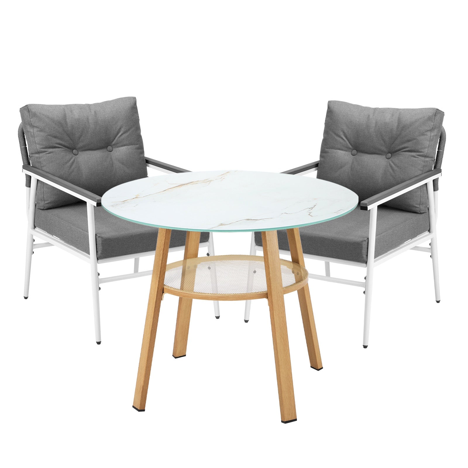 Livsip Outdoor Patio Setting 3PCS Furniture Dining Set Table with Storage Shelf - Sunyee