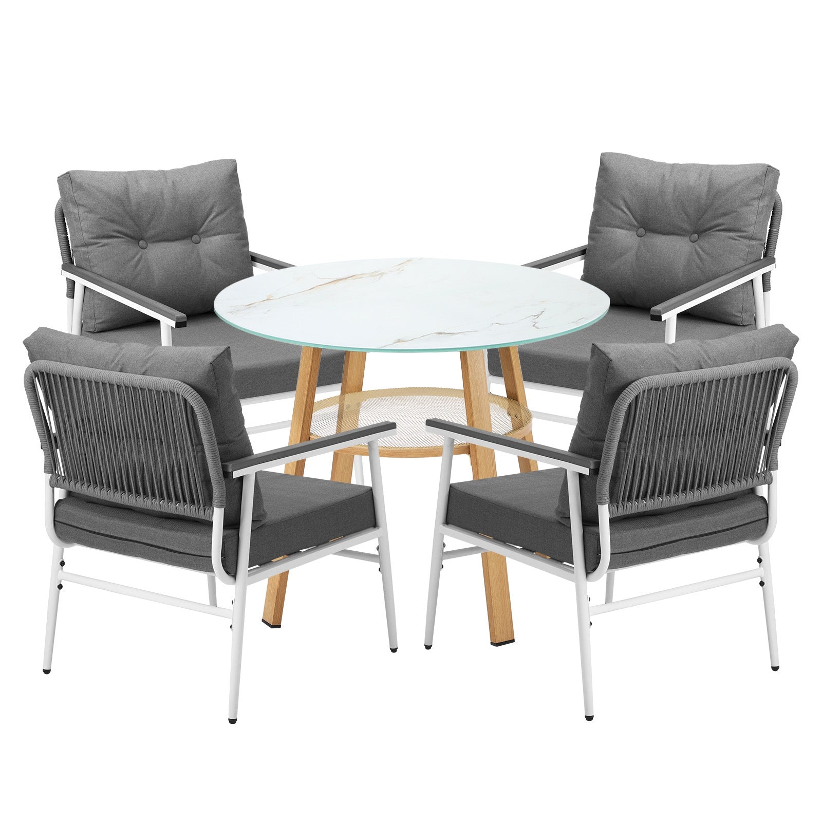 Livsip Outdoor Patio Setting 5PCS Furniture Dining Set Table with Storage Shelf - Sunyee