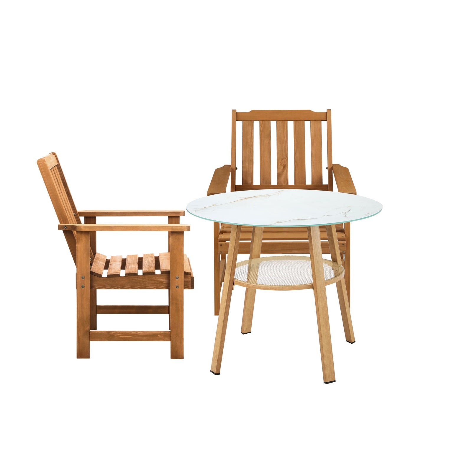 Livsip 3PC Outdoor Furniture Dining Setting Patio Set Solid Wood Chair and Table - Sunyee