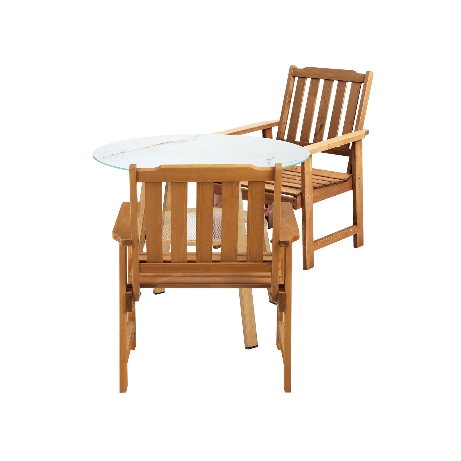 Livsip 3PC Outdoor Furniture Dining Setting Patio Set Solid Wood Chair and Table - Sunyee
