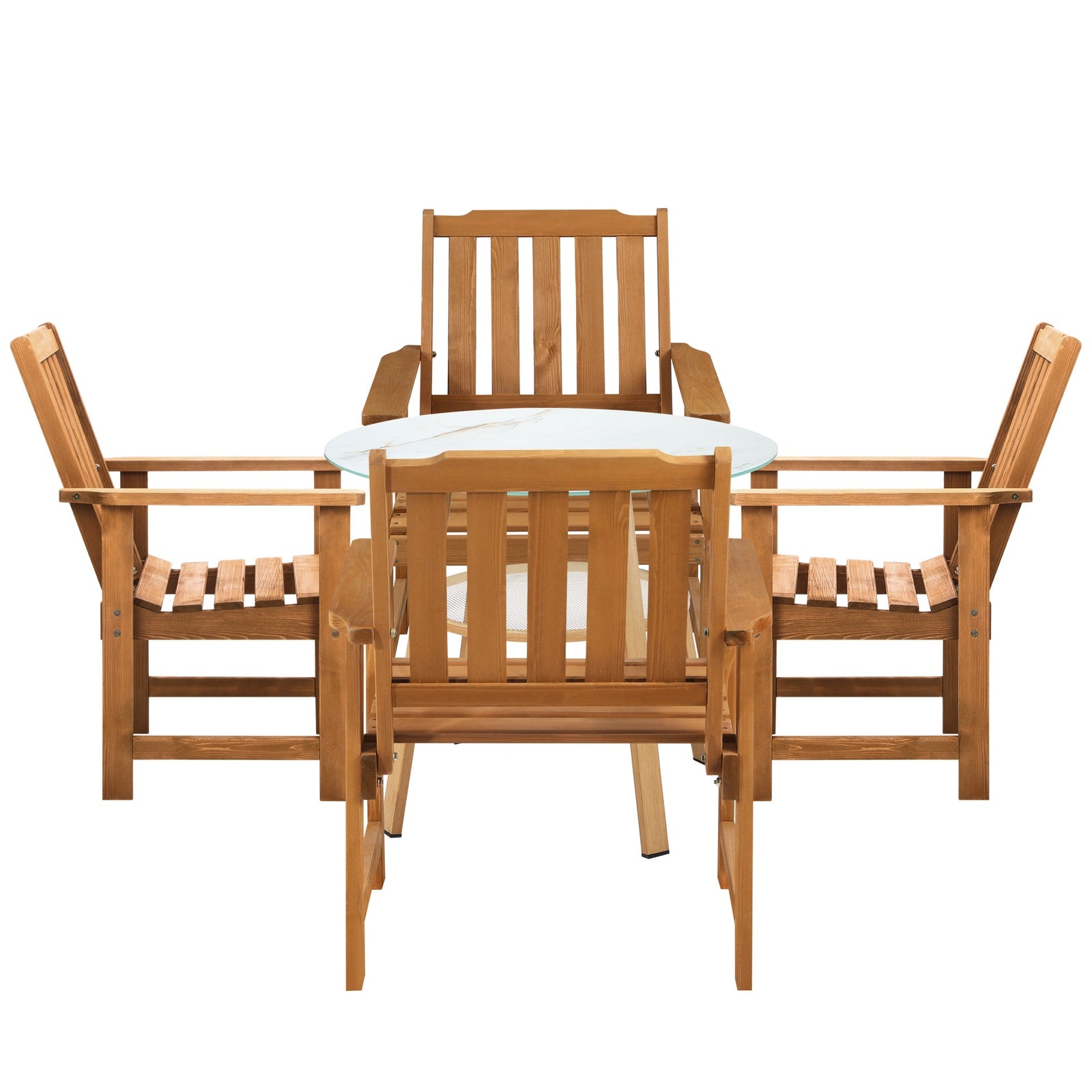 Livsip 5PC Outdoor Furniture Dining Setting Patio Set Solid Wood Chair and Table - Sunyee