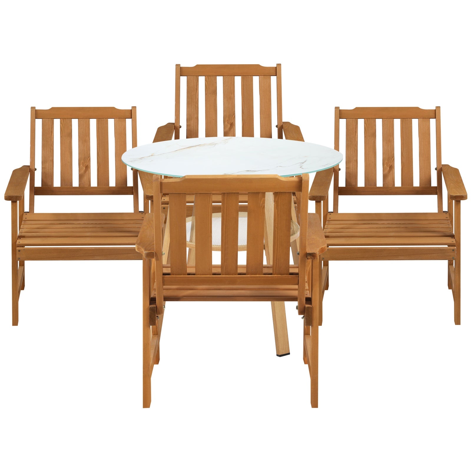 Livsip 5PC Outdoor Furniture Dining Setting Patio Set Solid Wood Chair and Table - Sunyee