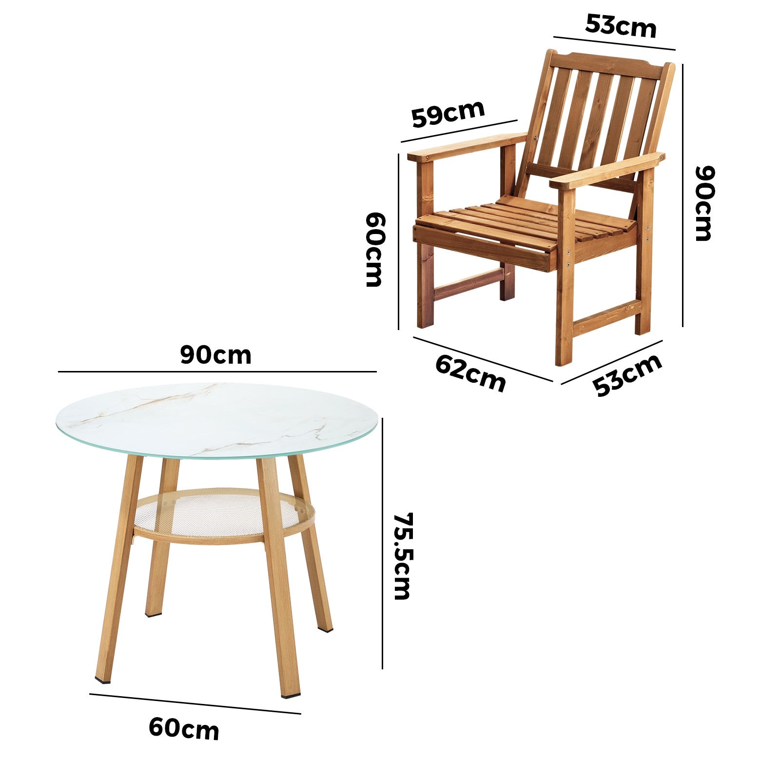 Livsip 5PC Outdoor Furniture Dining Setting Patio Set Solid Wood Chair and Table - Sunyee