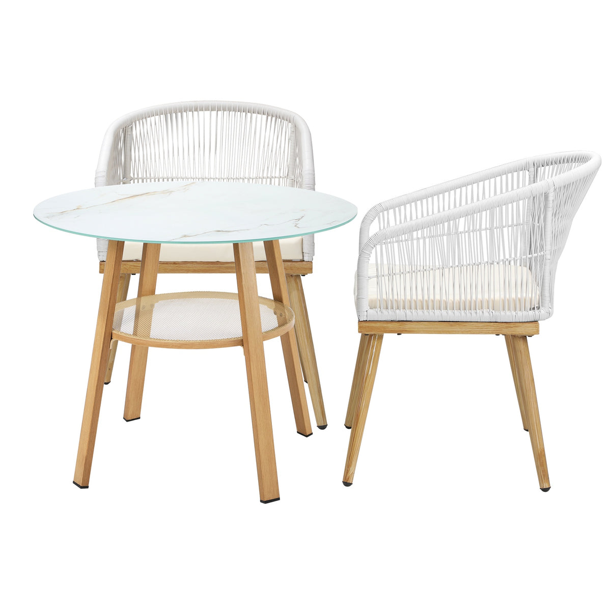 Livsip Outdoor Dining Set Table Lounge Chairs Patio Furniture Setting 3 Piece - Sunyee