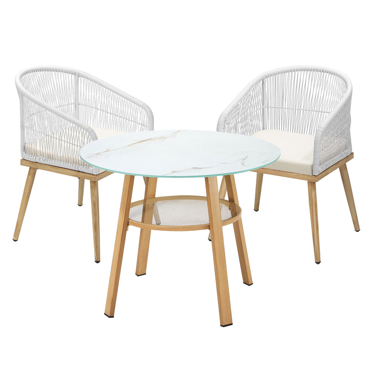 Livsip Outdoor Dining Set Table Lounge Chairs Patio Furniture Setting 3 Piece - Sunyee
