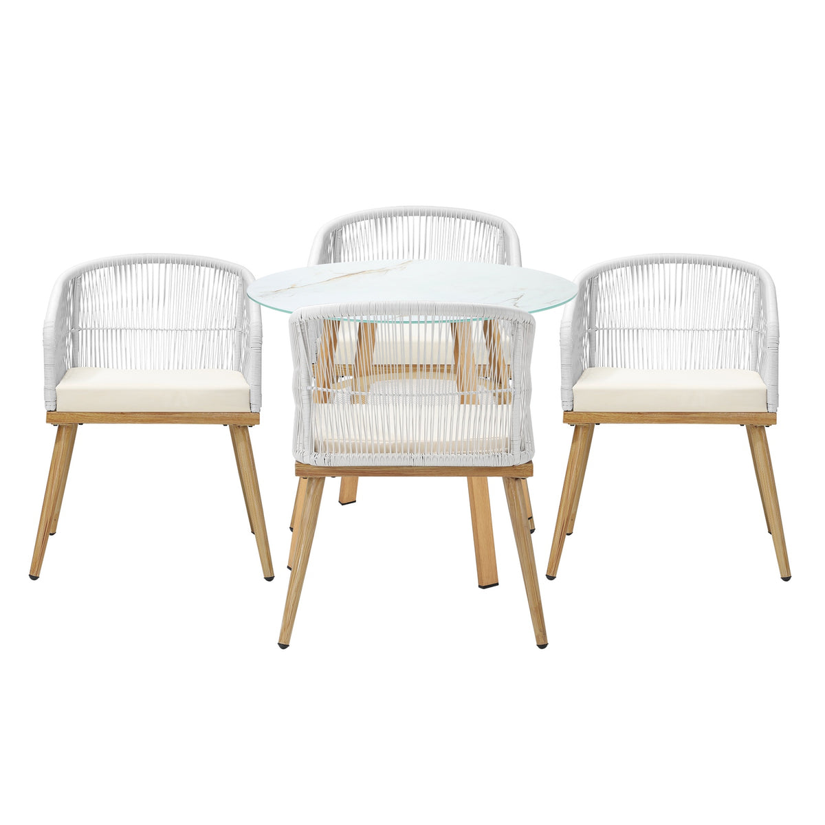 Livsip Outdoor Dining Set Table Lounge Chairs Patio Furniture Setting 5 Piece - Sunyee